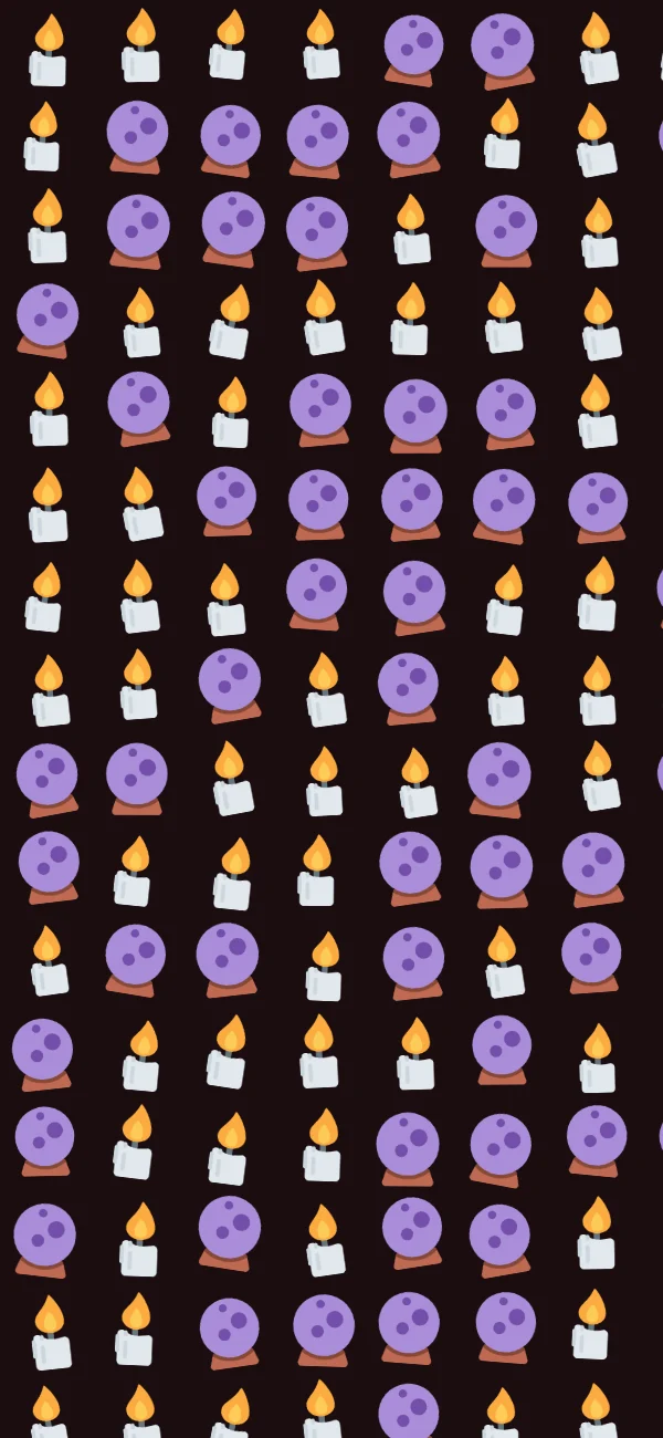 Candle light pattern repeated across a black phone wallpaper