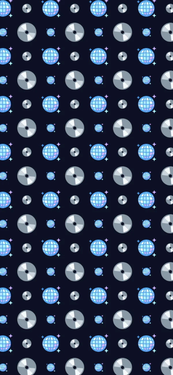 Disco black pattern repeated across a black phone wallpaper
