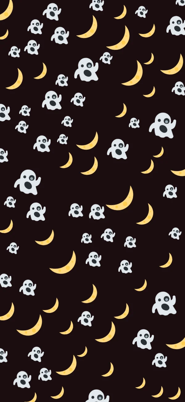 Ghost hour pattern repeated across a black phone wallpaper