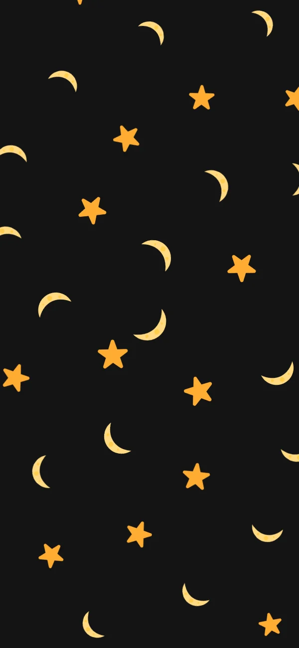 Midnight moon pattern repeated across a black phone wallpaper