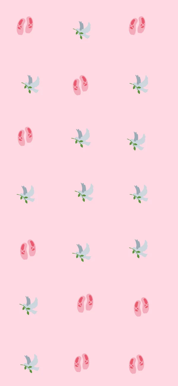 Ballet slipper pattern repeated across a pink phone wallpaper