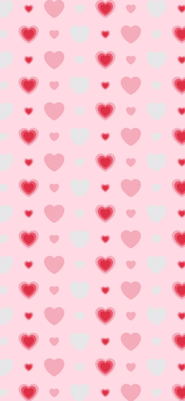 Blush hearts pattern repeated across a pink phone wallpaper