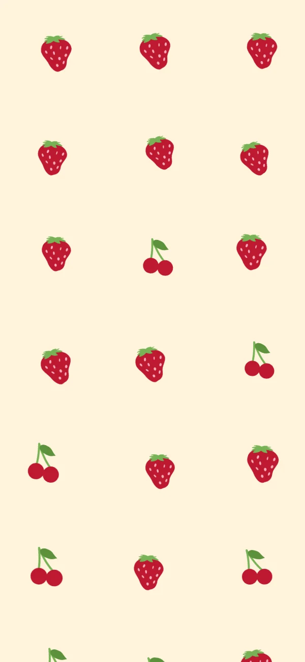 Cherry cream pattern repeated across a pink phone wallpaper