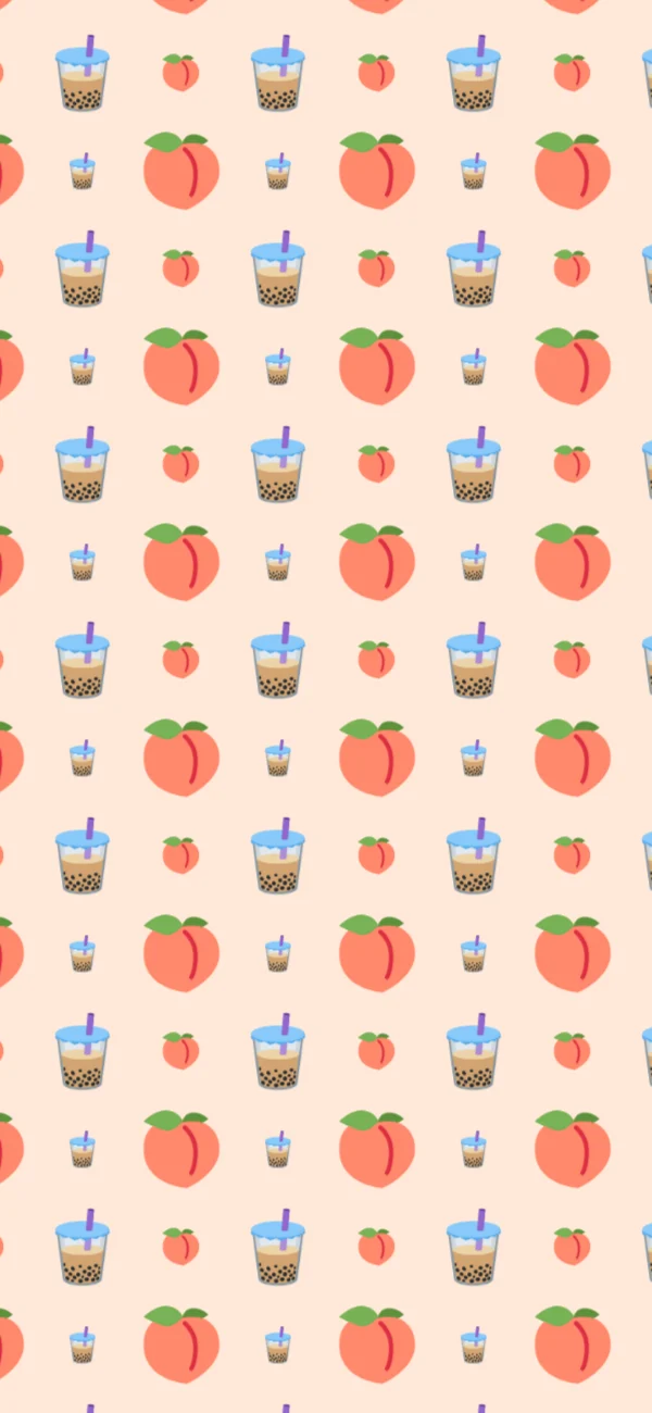 Peach soda pattern repeated across a pink phone wallpaper