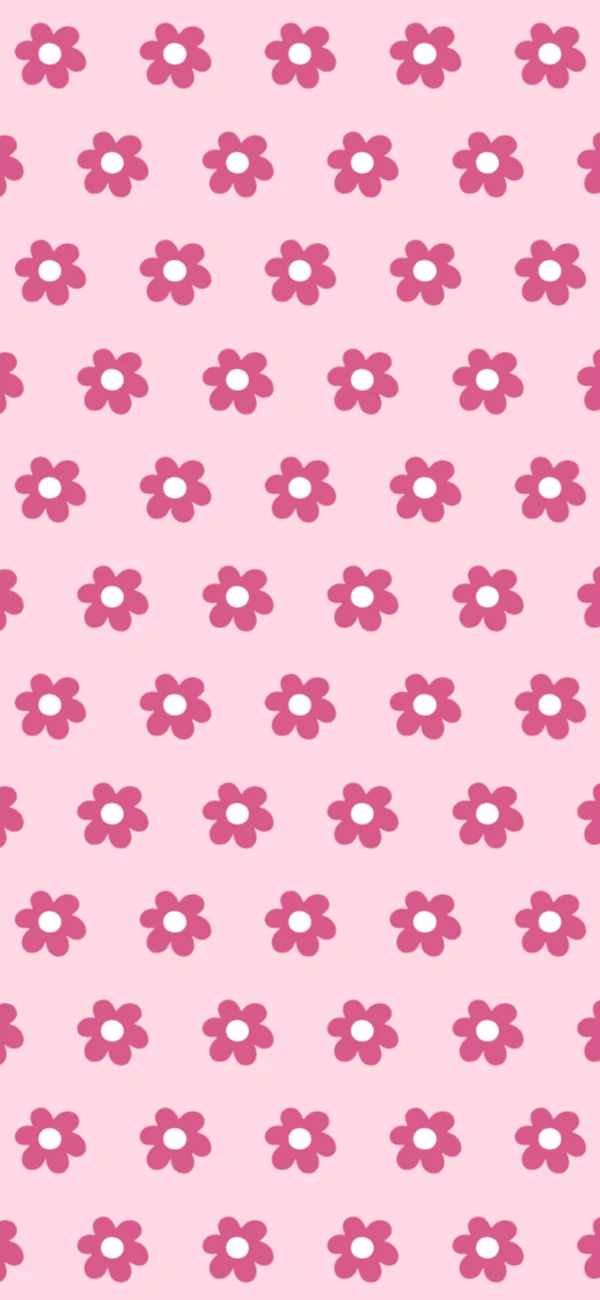Pink daisies pattern repeated across a pink phone wallpaper